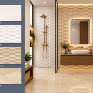 12x24 Shine bathroom tile design with a glossy appearance